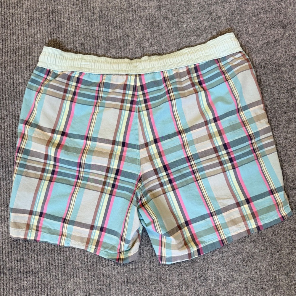 Lacoste Mens Plaid Swim Trunks Blue Pink Yellow Drawstring Board Shorts Size L - Picture 7 of 7